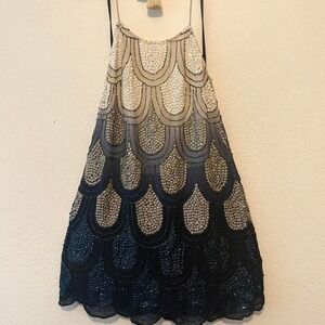 Fully beaded halter fringe tie back mermaid fairy top size XS